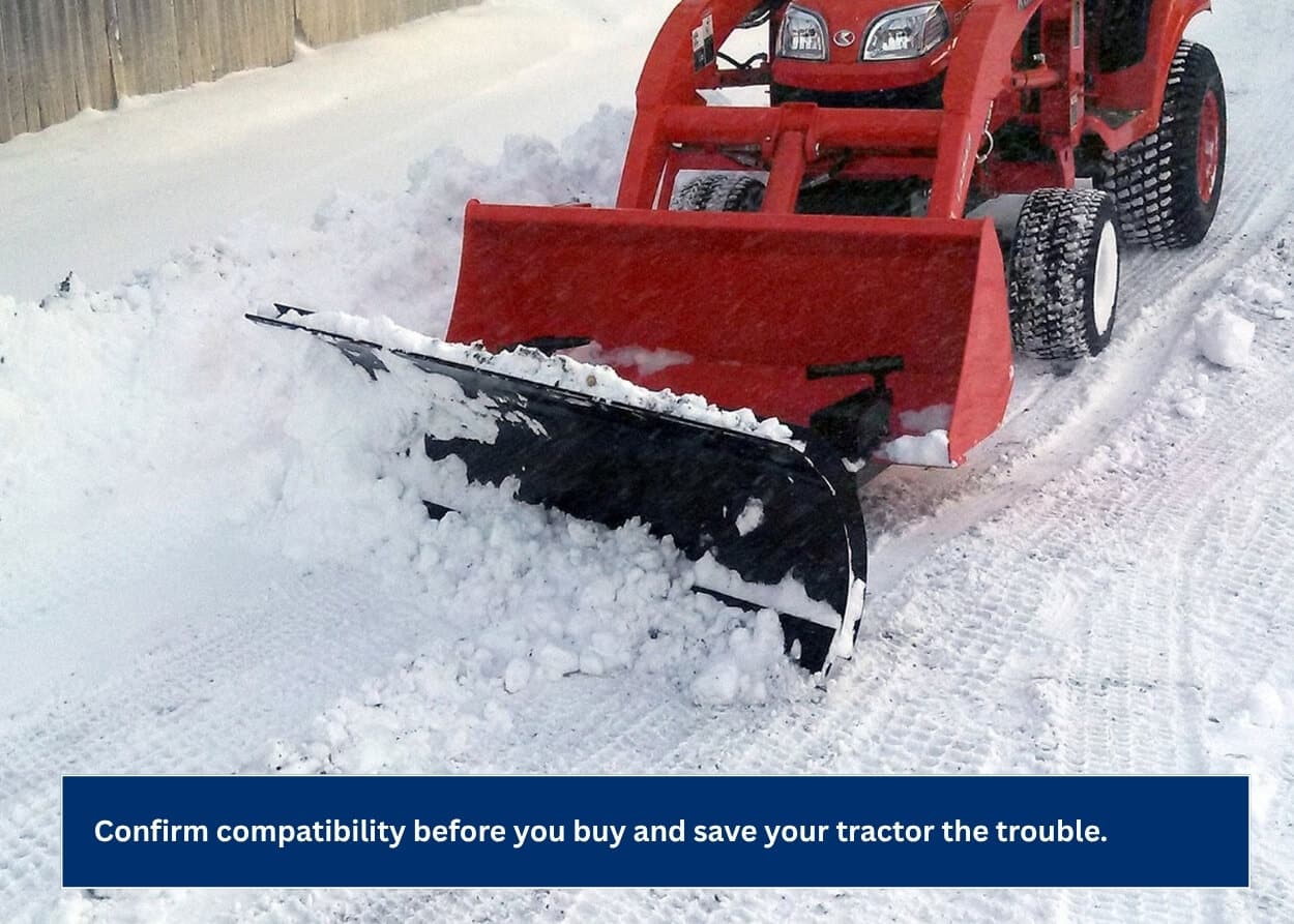 Confirm compatability between plow and tractor before buying
